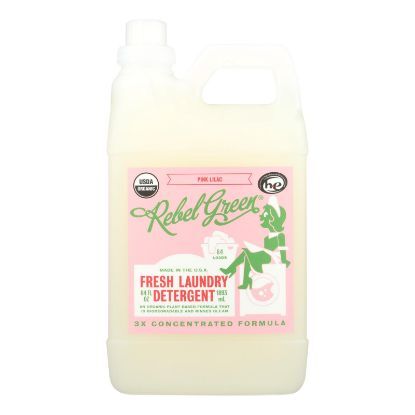 Rebel Green - Fresh Laundry Detergent - Pink Lilac - Case of 4 - 64 fl oz.