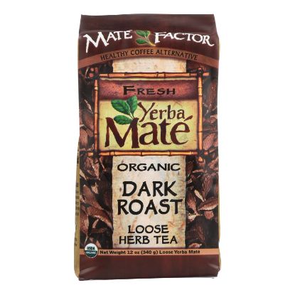 Mate Factor Organic Dark Roast Yerba Mate Loose Tea  - Case of 6 - 12 OZ