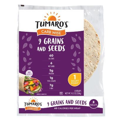Tumaro'S 8-inch 9 Grains and Seeds Carb Wise Wraps - Case of 6 - 8 CT