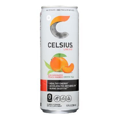 Celcius Live Fit Peach Mango Non-Carbonated Green Tea  - Case of 12 - 12 FZ