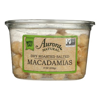 Aurora Natural Products - Dry Roasted Salted Macadamias - Case of 12 - 8 oz.