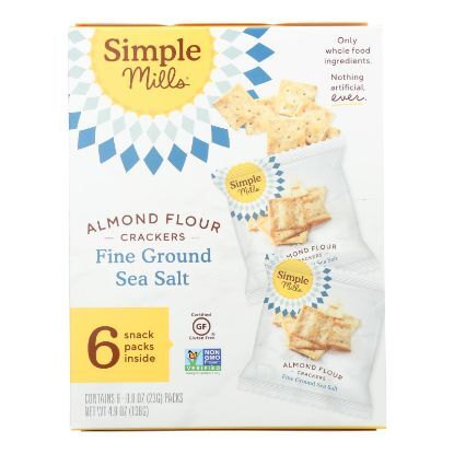 Simple Mills Fine Ground Sea Salt Almond Flour Crackers - Case of 6 - 4.9 OZ