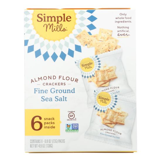 Simple Mills Fine Ground Sea Salt Almond Flour Crackers - Case of 6 - 4.9 OZ