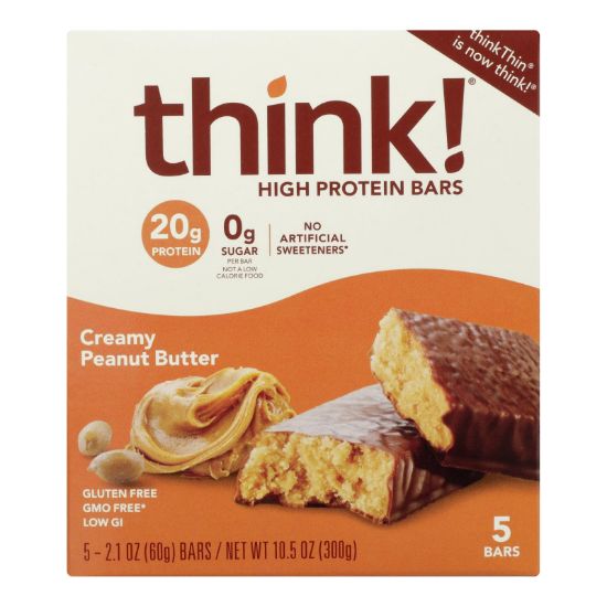 Think Thin's Creamy Peanut Butter High Protein Bars  - Case of 6 - 5/2.1 OZ