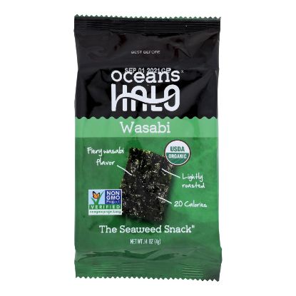 Ocean's Halo - Seaweed Snack Wasabi - Case of 12 - 0.14 OZ