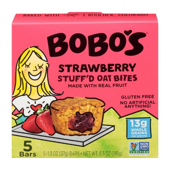 Bobo's Oat Bars - Stuffed Bites Strawberry - Case of 6 - 6.5 OZ