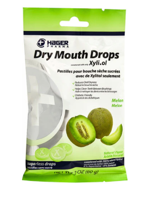 Hager Pharma Dry Mouth Drops with xylitol, Melon 2 0z