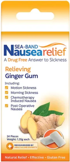 Sea Band Nausea Relief Ginger Gum - 24 Pieces