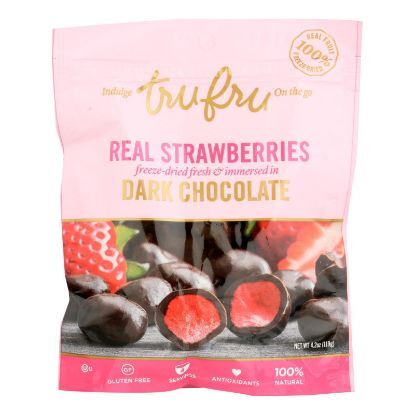 Tru Fru Real Strawberries In Dark Chocolate Freeze-Dried Fruit  - Case of 6 - 4.2 OZ