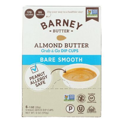Barney Butter Bare Smooth Almond Butter Dip Cups  - Case of 6 - 6/1 OZ