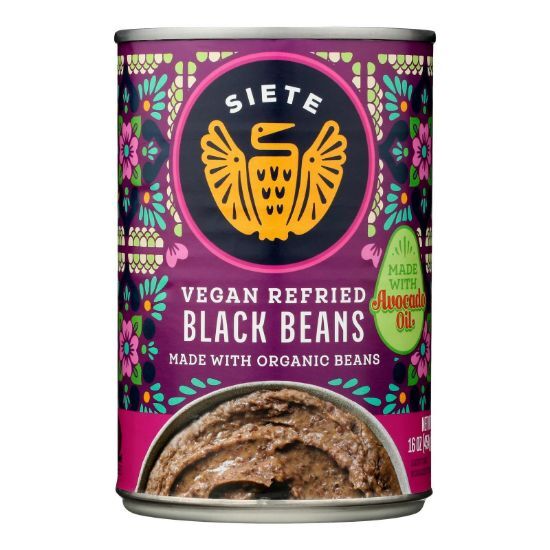 Siete - Beans Black Refried - Case of 12-16 OZ