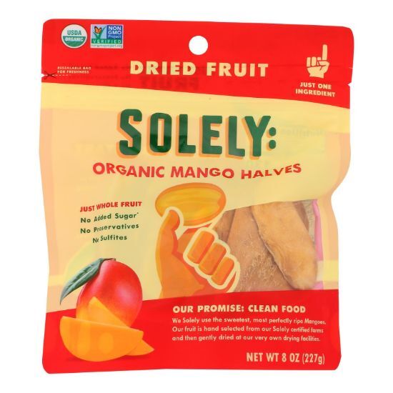 Solely - Dried Fruit Organic Mango Halves - Case of 6-8 OZ