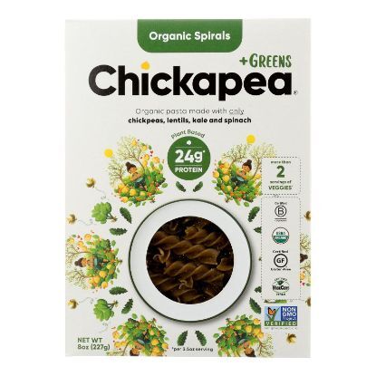 Chickapea Pasta - Pasta +greens Spirals - Case of 6-8 OZ