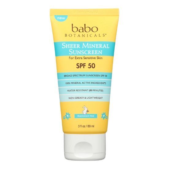 Babo Botanicals Sheer Mineral Sunscreen Lotion SPF50 -3 oz