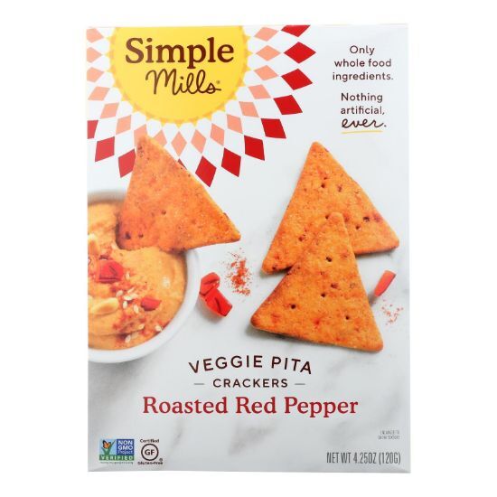 Simple Mills - Crckr Pita Roasted Red Pepper - Case of 6-4.25 OZ