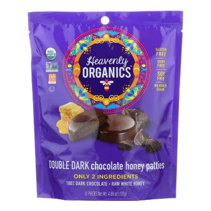 Heavenly Organics Candy Chocolate Honey Patties Double Dark Chocolate  - Case of 6 - 4.66 OZ