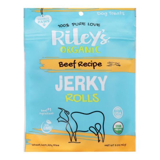 Riley's Organic - Dog Trt Beef Jerky Rl - Case of 8-5 OZ