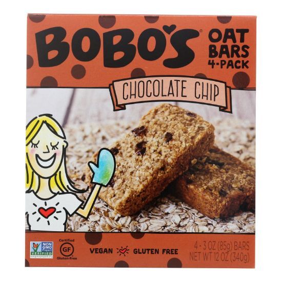 Bobo's Oat Bars - Oat Bar - Chocolate Chip - Case of 6 - 4 pk