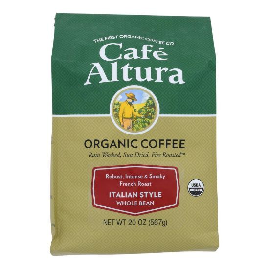 Cafe Altura, Italian Style Dark Roast Organic  - Case of 6 - 1.25 LB