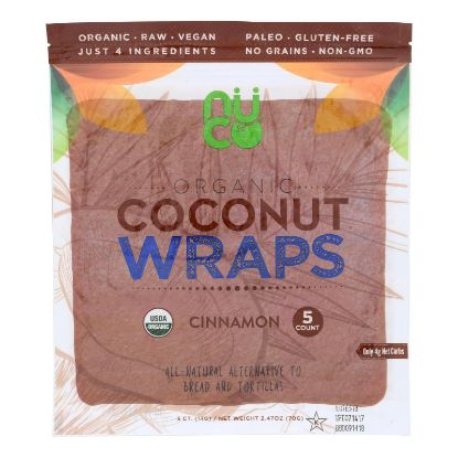 Nuco Cinnamon Organic Coconut Wraps  - Case of 12 - 2.47 OZ