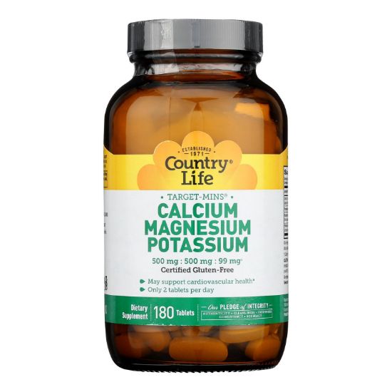 Country Life Vitamins - Target Minerals Calcium-Magnesium-Potassium - 1 Each-180 Tablets