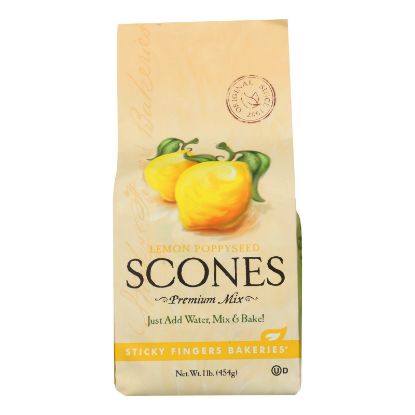 Sticky Fingers Bakeries - Scone Mix Lemon Poppy - Case of 6 - 16 OZ