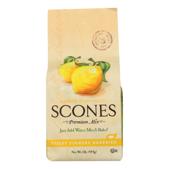 Sticky Fingers Bakeries - Scone Mix Lemon Poppy - Case of 6 - 16 OZ