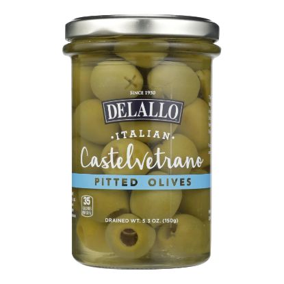 Delallo Castelvetrano Pitted Olives - Case of 6 - 5.3 OZ