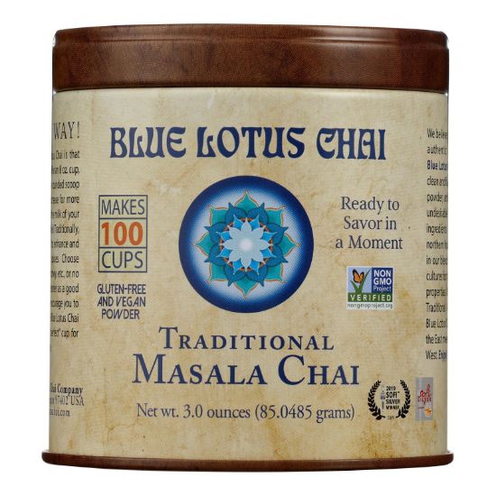Blue Lotus - Masala Chai Traditional Tin - Case of 6 - 3 OZ
