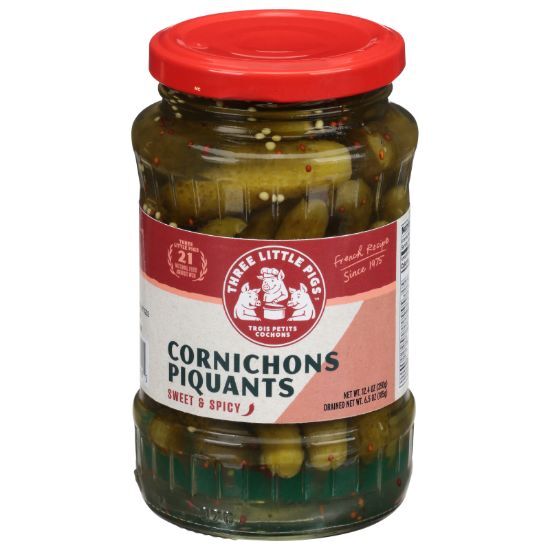Trois Petits Cochons Cornichons Piquants - Case of 12 - 12.40 OZ