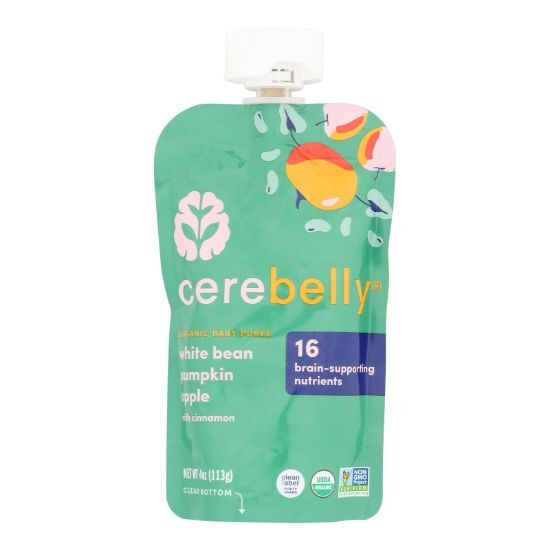 Cerebelly - Puree Organic 2 White Bean Pumpkin Apple - Case of 6 - 4 Ounces