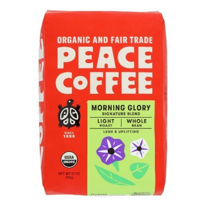 Peace Coffee - Coffee Organic Whole Bean Morning Glory - Case of 6-12 OZ