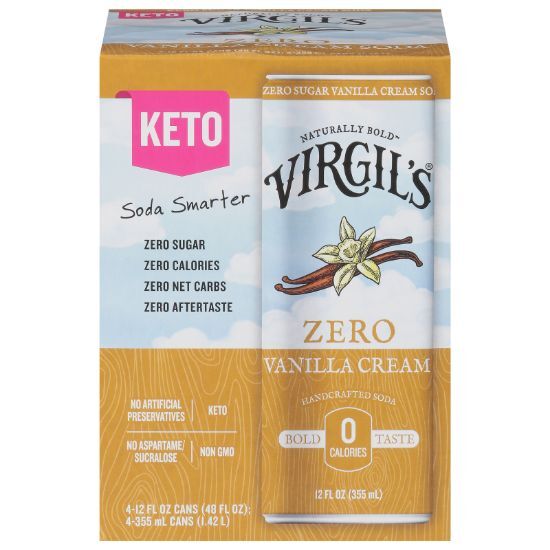 Virgil's - Soda Zero Sugar Vanilla Cream Can - Case of 6-4/12 Fluid Ounces