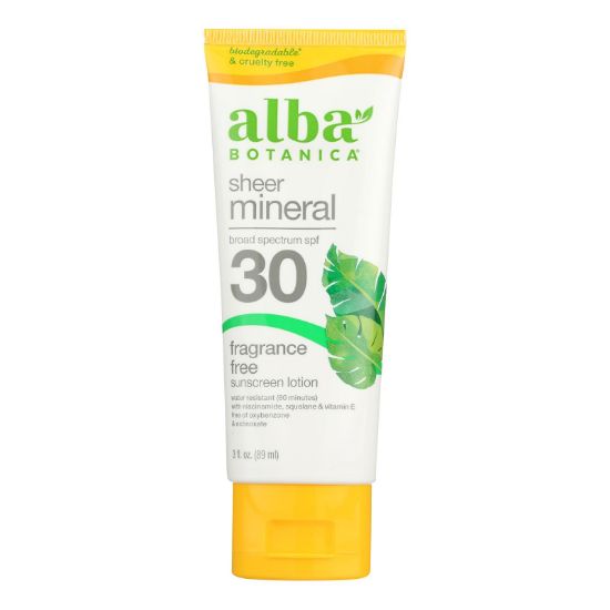 Alba Botanica - Sunscreen Lotion Mineral Formula Face and Body SPF 30 - 1 Each-3 Fluid Ounces