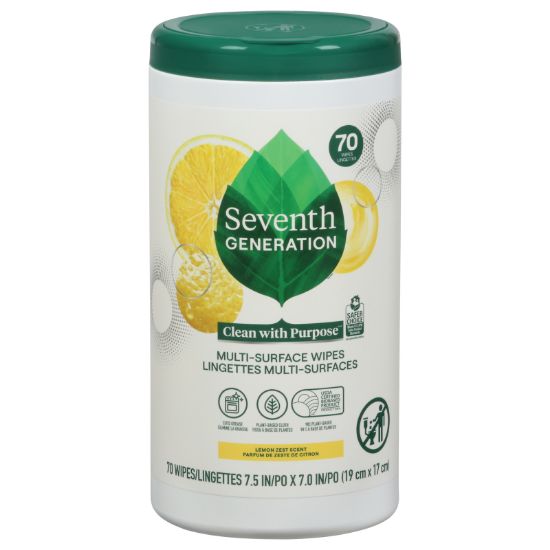 Seventh Generation - Wipes Multisurface Lemon - CS of 6-70 CT