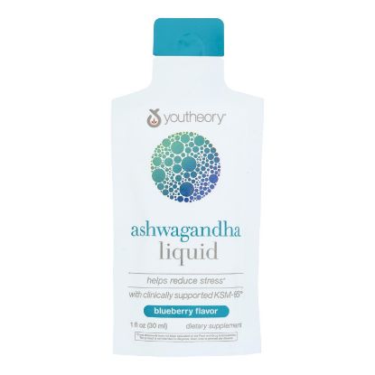 Youtheory - Liquid Ashwagandha Blueberry - Case of 12-1 Fluid Ounces