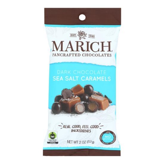 Marich - Caramels Dark Chocolate Sea Salt Squares - Case of 12 - 2 Ounce