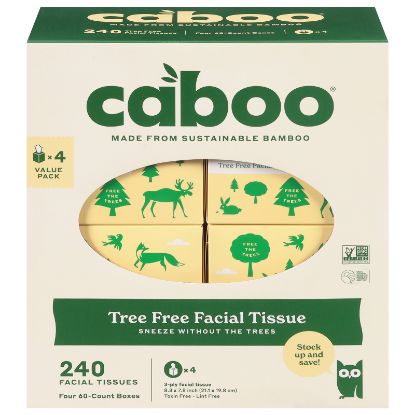 Caboo - Facial Tissue 60 Sheets - CS of 6-4 CT