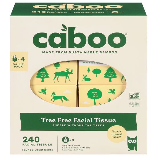 Caboo - Facial Tissue 60 Sheets - CS of 6-4 CT
