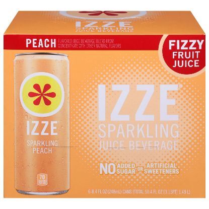 Izze - Can Sparkling Peach - CS of 4-6/8.4 FZ