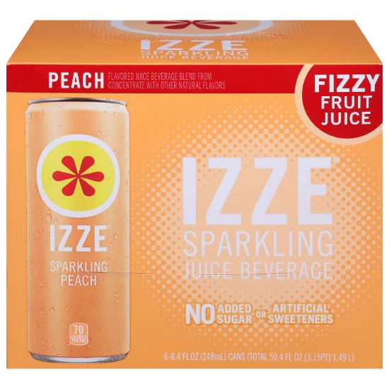 Izze - Can Sparkling Peach - CS of 4-6/8.4 FZ